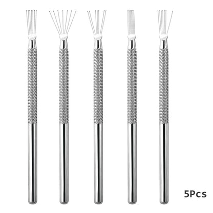 Nail Art Wire Drawing Tool Multifunctional Seven-pin Pen Texture Brush Tools DIY Nail Brush Bendable Feather Pin Painting Lines