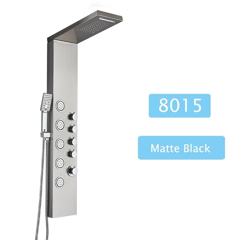 Luxury LED Shower Panel SPA Massage Jet Shower Faucet Bathroom Waterfall Rain Shower Column System Faucet Bathoom