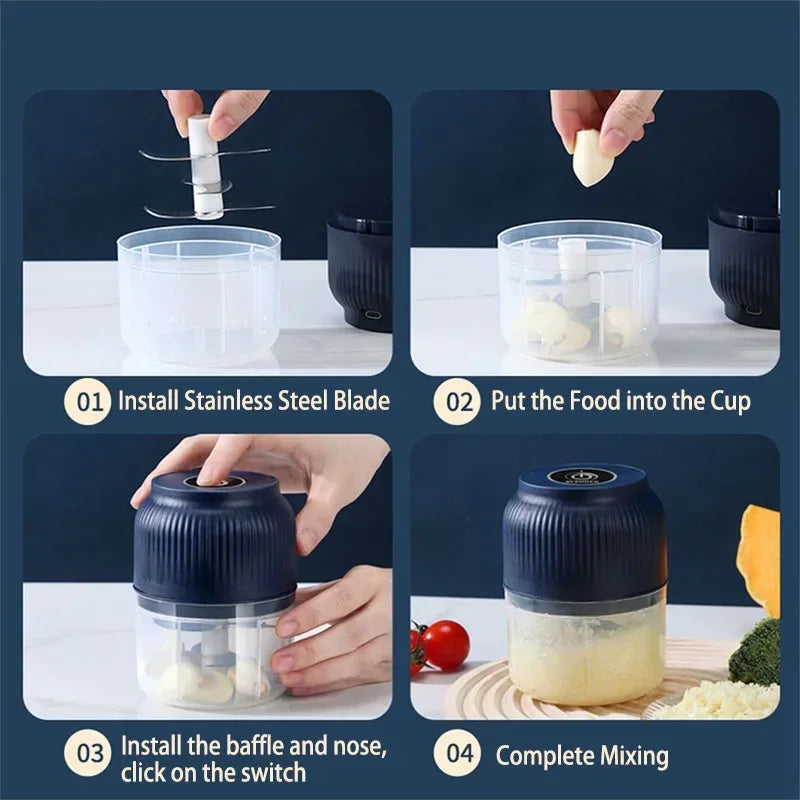 250ml Mini Wireless Electric Vegetable & Garlic Chopper – USB Rechargeable - Urbizia