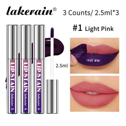 Lip Stain Blading Peel Off and Reveal Kit Long Lasting 3pcs Rose Waterproof Pink Lip Tint Transfer Proof Natural Lip Stain Kit