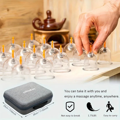 24Pcs Cupping Relax Set Multiple Sizes of Vacuum Cups with Hand Pump and Detailed Cupping Manual Massage Cupping Set for Massage