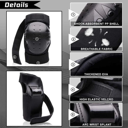 Kids/Adults Knee Elbow Pads Wrist Guards, Protective Gear Set for Roller Skates, Cycling, BMX, Skateboard, Scooter Riding Sports