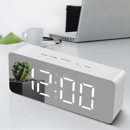 Digital Alarm Clock LED Electronic Desktop Clock with Temperature for Bedroom Home Office Teens Kids - Urbizia