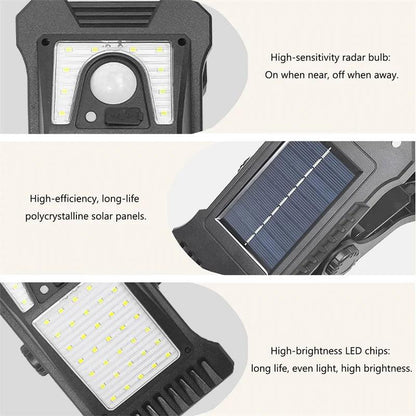 Clip on Solar Lights Outdoor Waterproof LEDs Motion Sensor Lights 3 Modes 3 Mounting Ways Solar Security Lighting for Fence