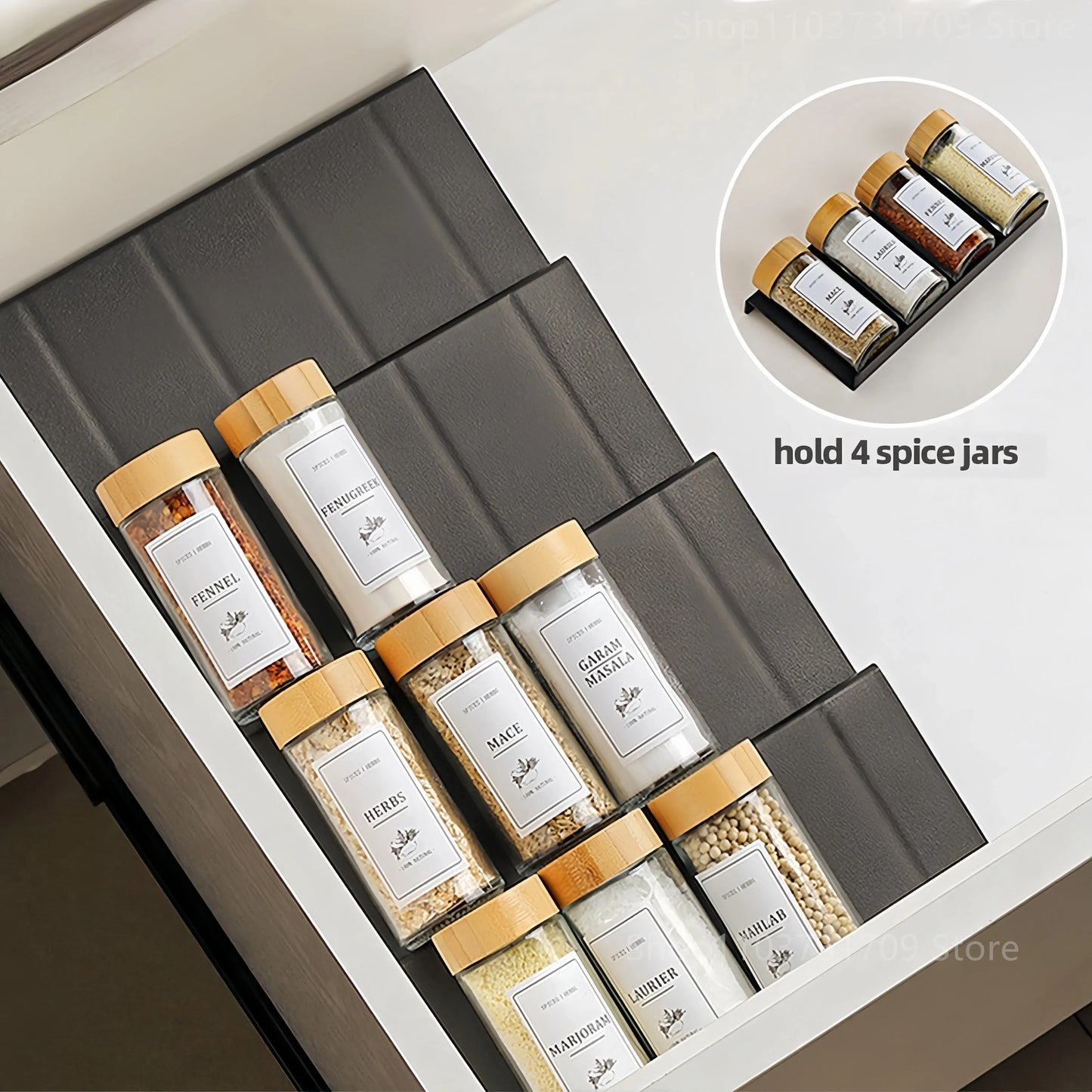 4-Layer Adjustable Spice Drawer Organizer Rack Set