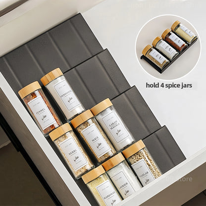 4-Layer Adjustable Spice Drawer Organizer Rack Set