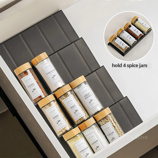4-Layer Adjustable Spice Drawer Organizer Rack Set