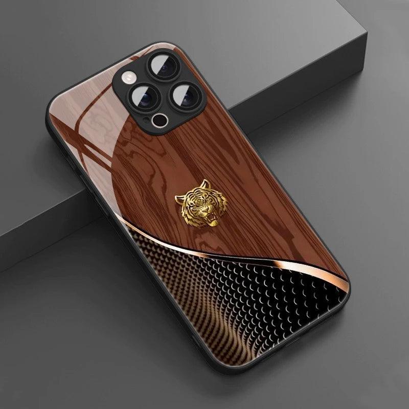 iPhone Tiger Wood Grain Glass Case – Full Coverage