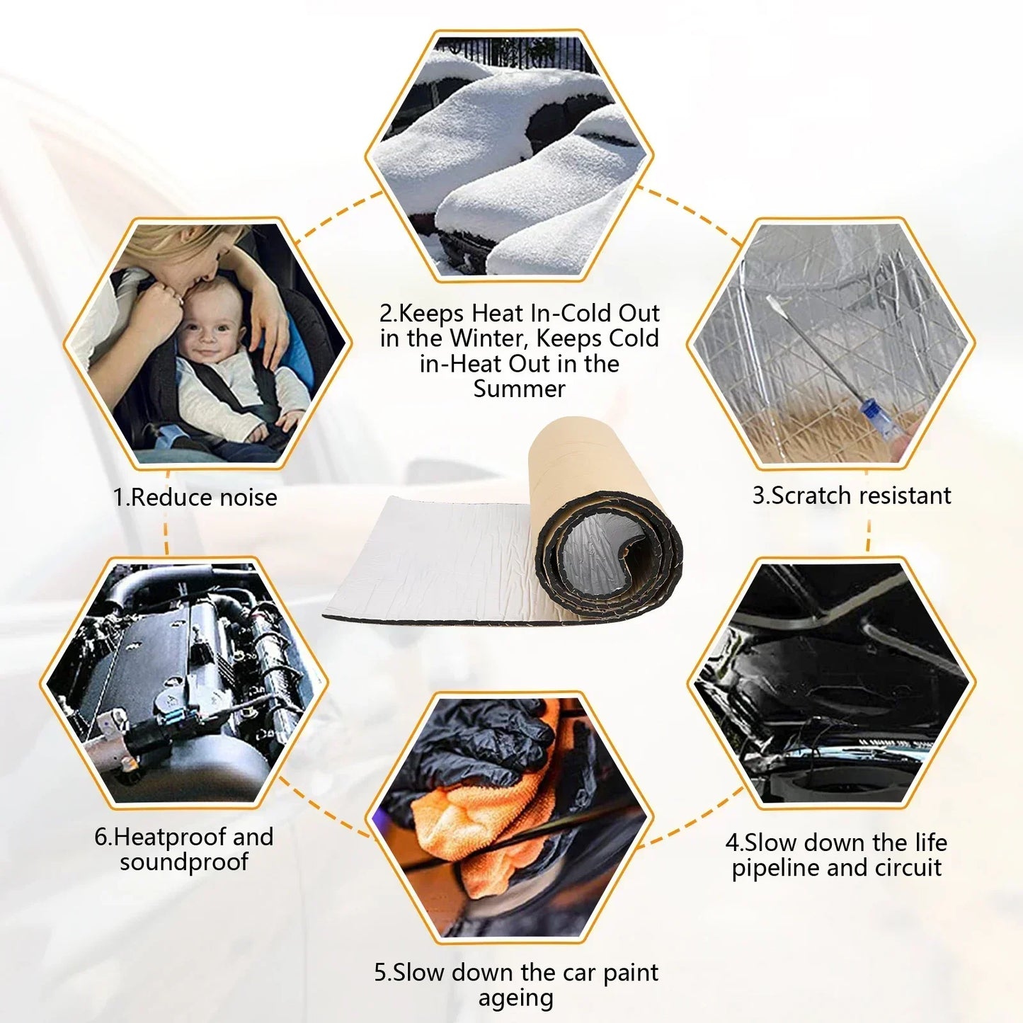 200x50/40x25cm Car Noise Deadening Mat Sound Proofing Deadener Heat Insulation Mat Hood Closed Cell Foam Vehicle Accessories