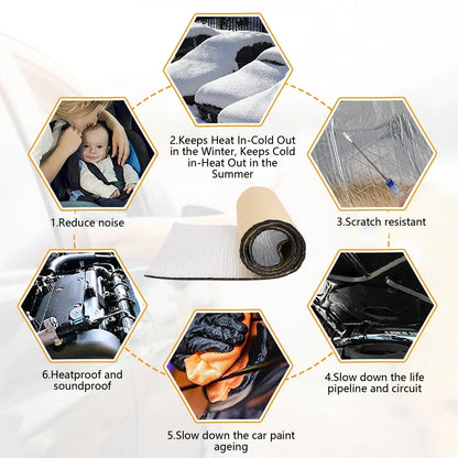 200x50/40x25cm Car Noise Deadening Mat Sound Proofing Deadener Heat Insulation Mat Hood Closed Cell Foam Vehicle Accessories