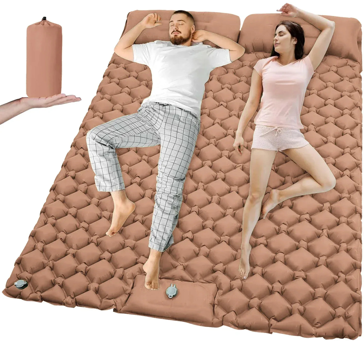 Outdoor Camping Double Inflatable Mattress Extra Wide Sleeping Pad Ultralight Folding Bed Sleeping Mat Car Travel Mat - Urbizia