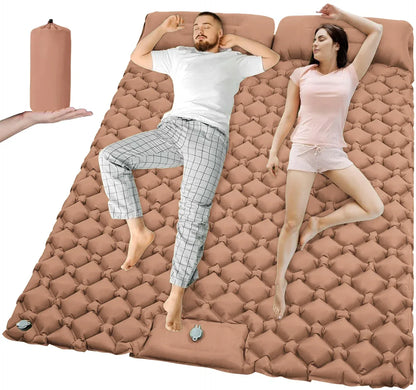 Outdoor Camping Double Inflatable Mattress Extra Wide Sleeping Pad Ultralight Folding Bed Sleeping Mat Car Travel Mat - Urbizia