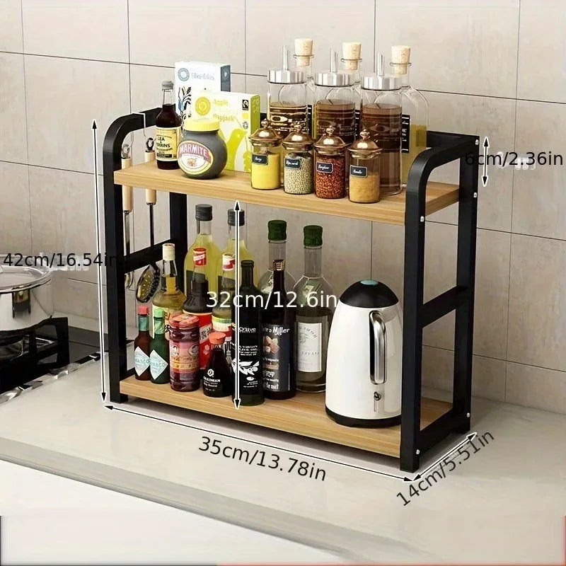 2-Tier Metal Countertop Shelf Kitchen Organizer Rack