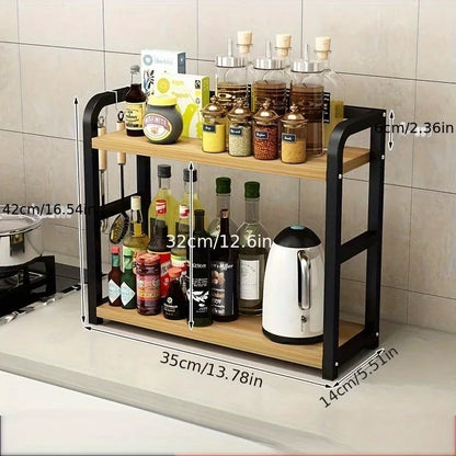 2-Tier Metal Countertop Shelf Kitchen Organizer Rack