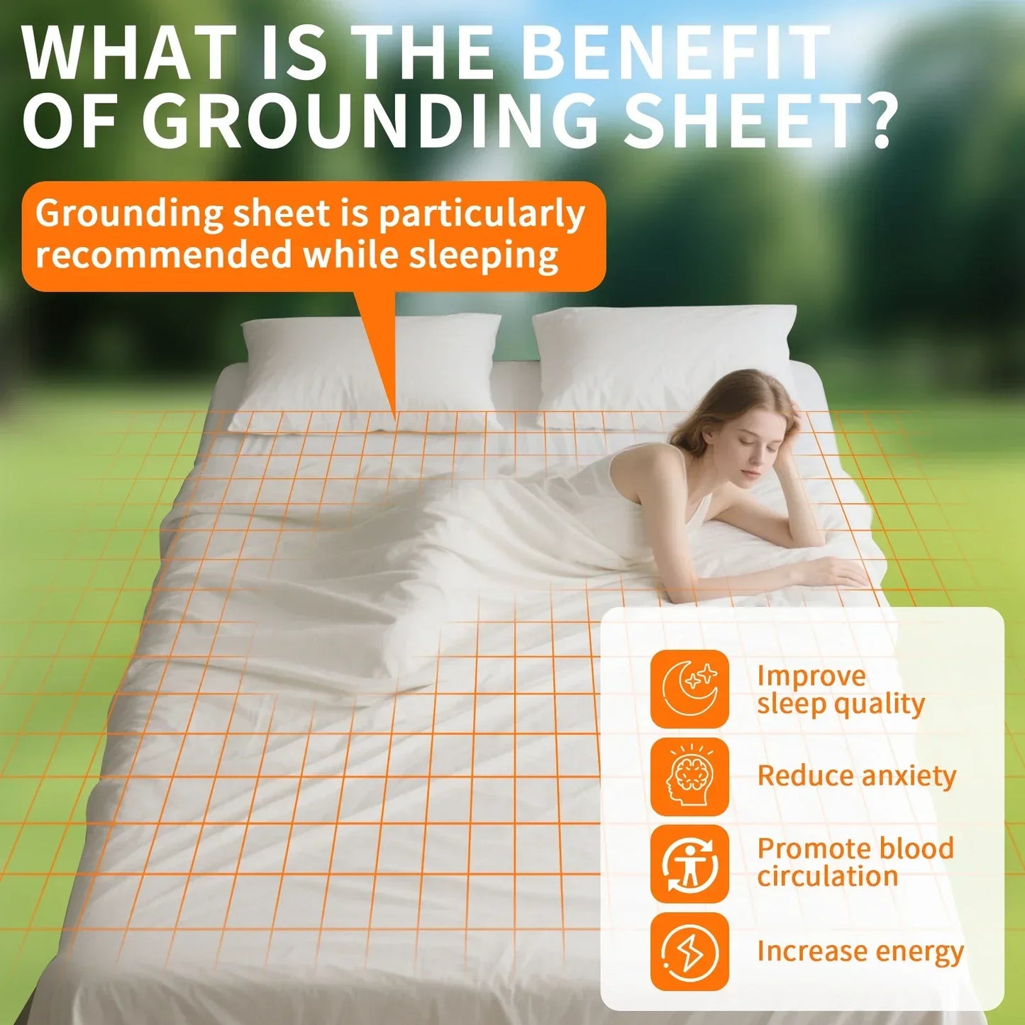 10% Silver Fiber Grounding Sheet – Organic Cotton Flat Bedsheet with Grounding Cord - Urbizia