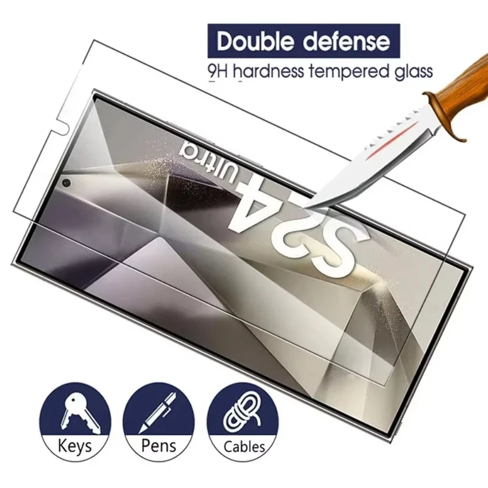 NNBILI 4PCS Full Cover Tempered Glass For Samsung Galaxy S24 S25 S26 Ultra S26 Fingerprint Screen Protector Protective HD Glass