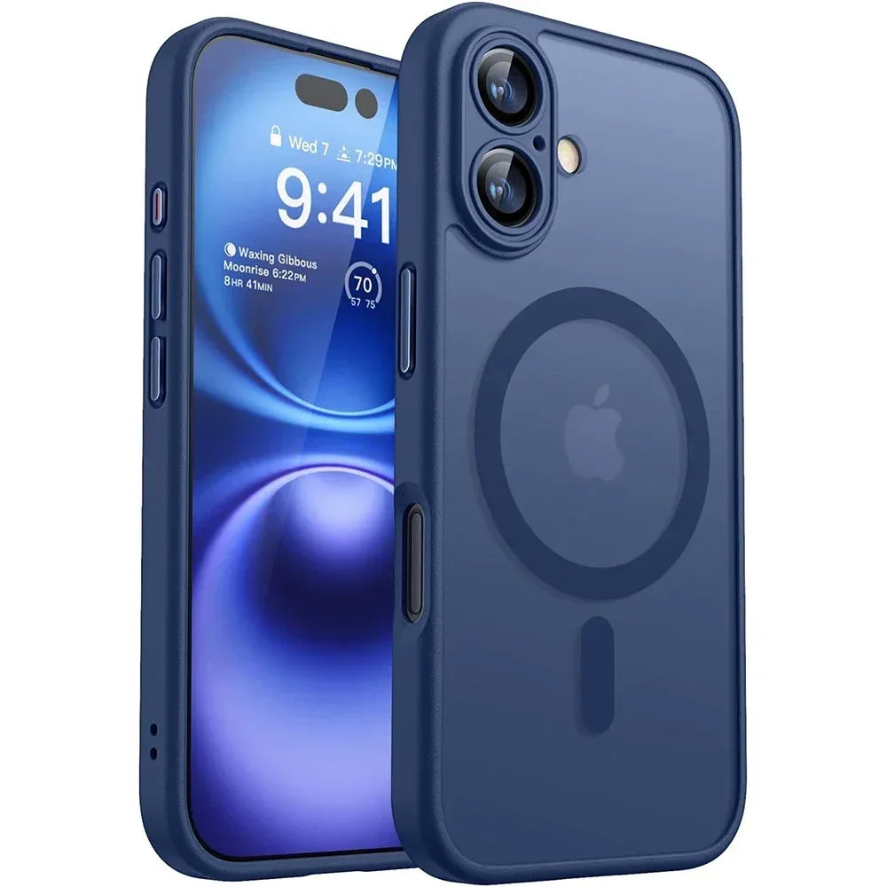 Magnetic Matte Translucent Armor Shockproof Case For iPhone 17 16 15 14 13 12 11 Pro Max Plus Magsafe Wireless Charge Cover2026