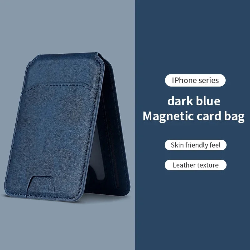 Magnetic Card Holder PU Leather Phone Case with Wallet Stand Credit Card Pocket for Magsafe Apple Phone Samsung Galaxy Devices