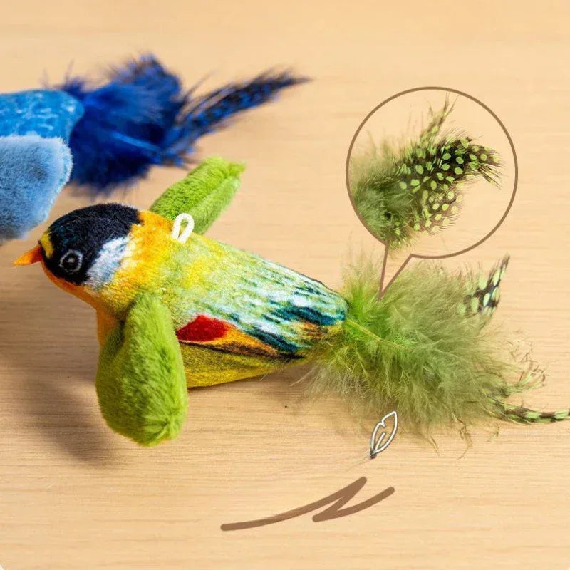 Indoor Interactive Birds Toy for Cat Chasing Teasing Toy Sounding Catnip Cat Teaser Toy Self-hilarity Wall Hanging Birds Cat Toy - Urbizia