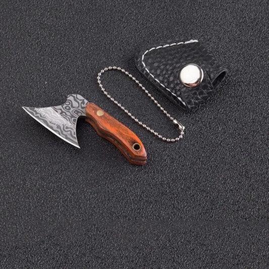 Mini Axe Keychain Box Cutter – Stainless Steel Blade, Wood Handle