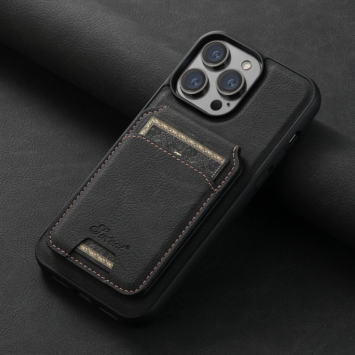 Leather Wallet Case with Card Holder for iPhone
