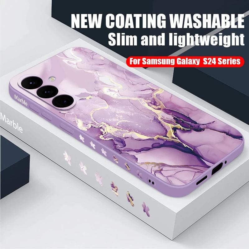Marble Hand Lanyard Case For Samsung Galaxy S26 S25 S24 Ultra S23 FE A56 A17 A36 A55 A54 A16 A15 5G Soft Silicone Phone Cover