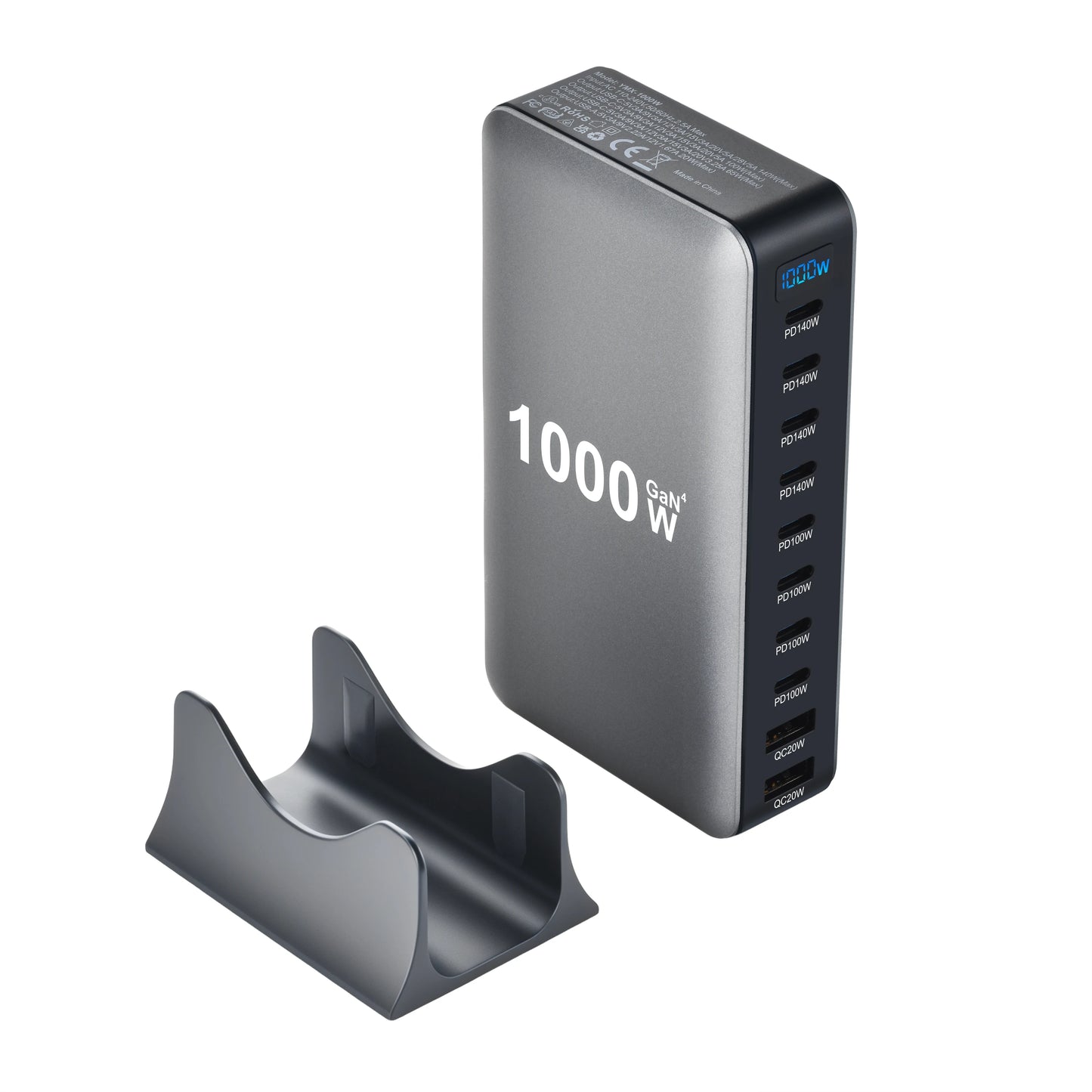 1000W 10-Port GaN Desktop Adapter 140W PD Fast Charging for MacBook Pro Laptop, 100W for Phone Tablet, Multi Port USB Hub Statio