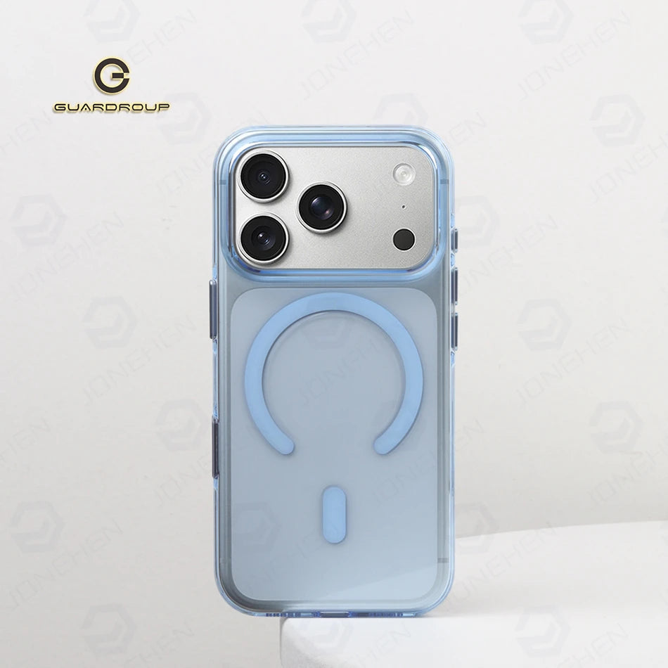 Plum Color Crystal Transparent Magnetic Case For iPhone 16 17 18 Pro Max Shockproof Smooth Clear Camera Button Cover For Magsafe