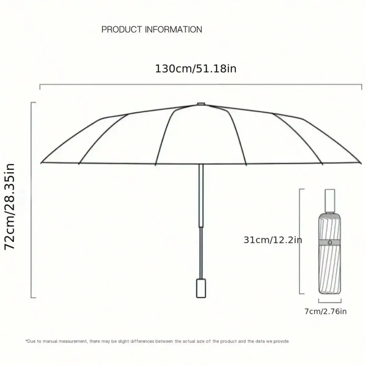 1 Oversized 12-Rib Windproof Umbrella - Manual Open, Waterproof, Tear-Resistant, Steel Frame - Fashionable Minimalist Business Style, Reinforced Foldable Travel Umbrella, Suitable For Men And Women,Spring Summer Picks,Brides