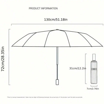 1 Oversized 12-Rib Windproof Umbrella - Manual Open, Waterproof, Tear-Resistant, Steel Frame - Fashionable Minimalist Business Style, Reinforced Foldable Travel Umbrella, Suitable For Men And Women,Spring Summer Picks,Brides