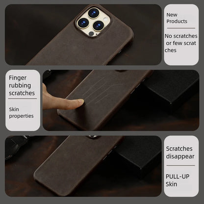 for Magsafe Case for iPhone 15 16 17 18 Pro Max Air Promax 17Pro 16Pro 18Pro Retro Luxury Genuine PULL-UP Leather Back Cover