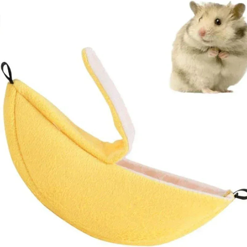 Banana Hamster Bed House Hammock Small Animal Warm Bed House Cage Nest Hamster Accessory for Sugar Glider Hamster Small Bird Pet - Urbizia