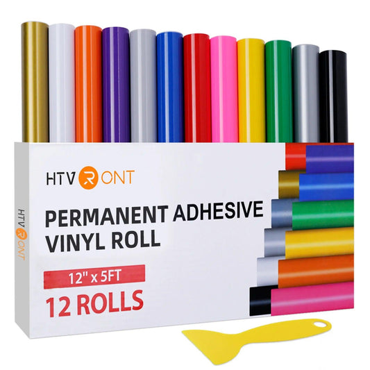 12/8 Pack HTVRONT 12inX5ft Multi Color Permanent Adhesive Vinyl Rolls for Cricut Craft DIY Cup Glass Phone Case Home Decor Gift