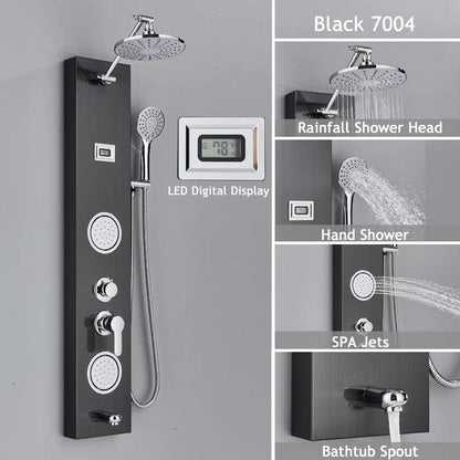 Luxury LED Shower Panel SPA Massage Jet Shower Faucet Bathroom Waterfall Rain Shower Column System Faucet Bathoom