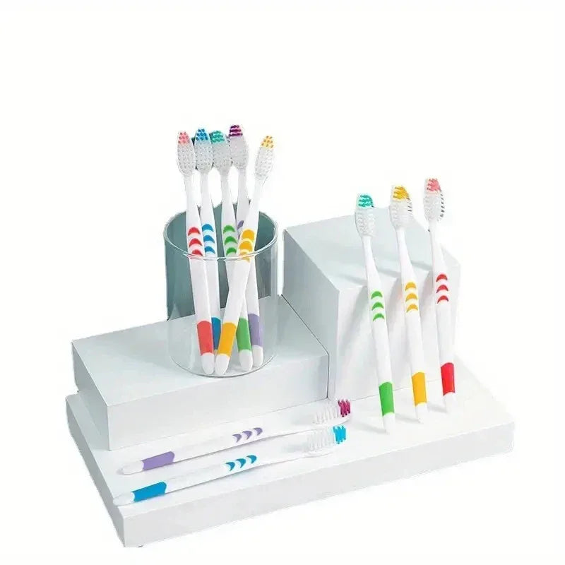 10pcs Double Ultra Soft Toothbrush, Bamboo Charcoal NanoToothbrushes, Dental Personal Teeth Brush Support Adult Toothbrush - Urbizia