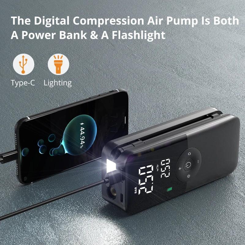 CARSUN Rechargeable Air Pump Tire Inflator Portable Compressor Digital Cordless Car Tyre Inflator For Motocycle Bicycle Balls