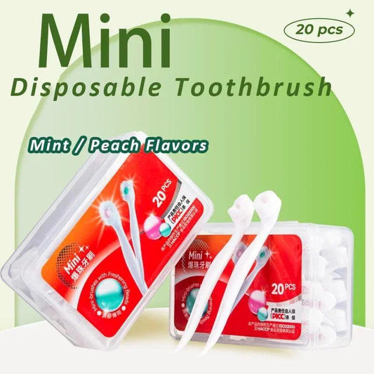 20PC 2 Flavors Portable Travel Toothbrush Exploded Bead Toothbrush Disposable Adult Cleaning Toothbrush Individually Packaged