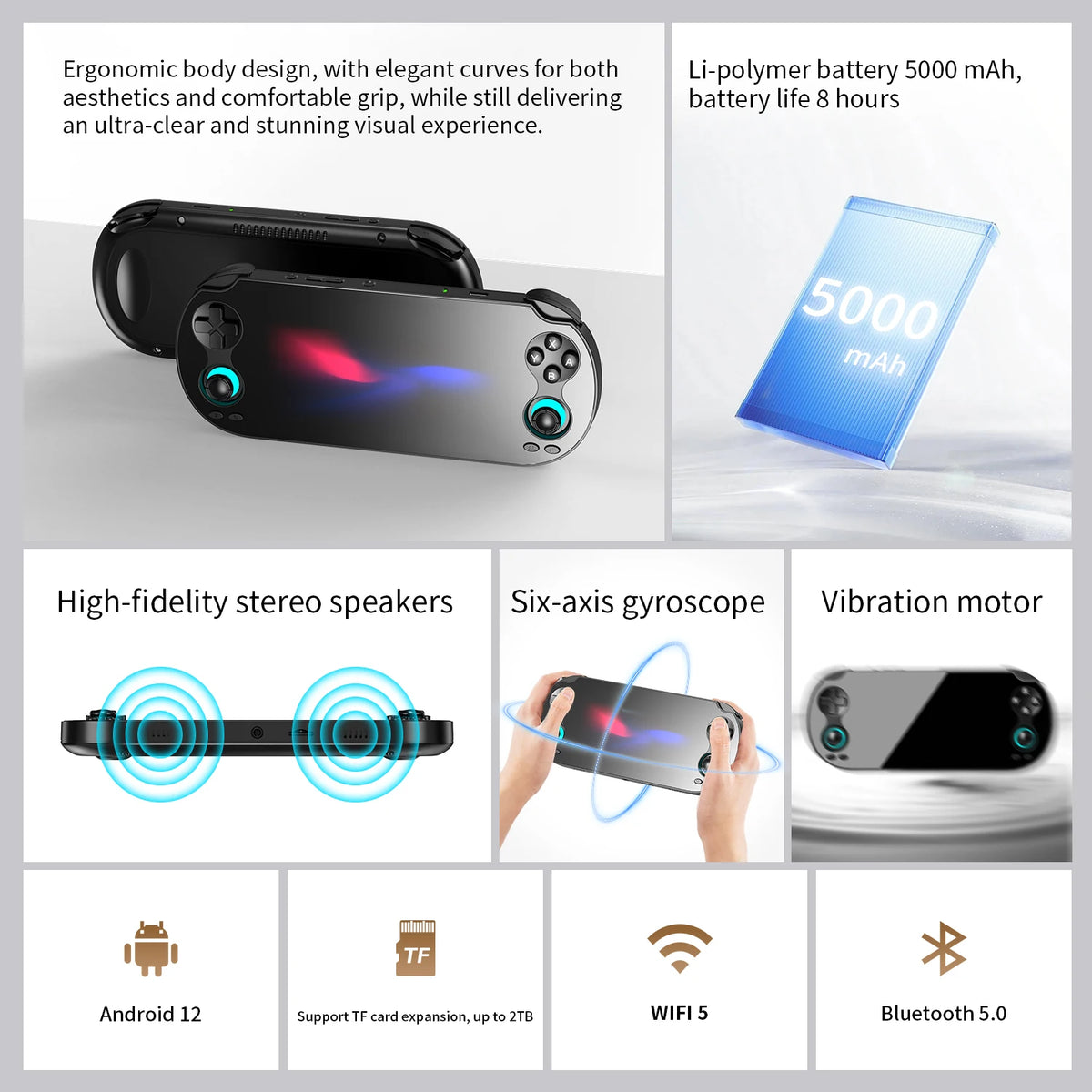 Anbernic RG VITA Retro Handheld Game Console 5.46-inch IPS Touch Screen Android 12 3GB+64GB AI Function 3D Hall Joystick 5000mAh