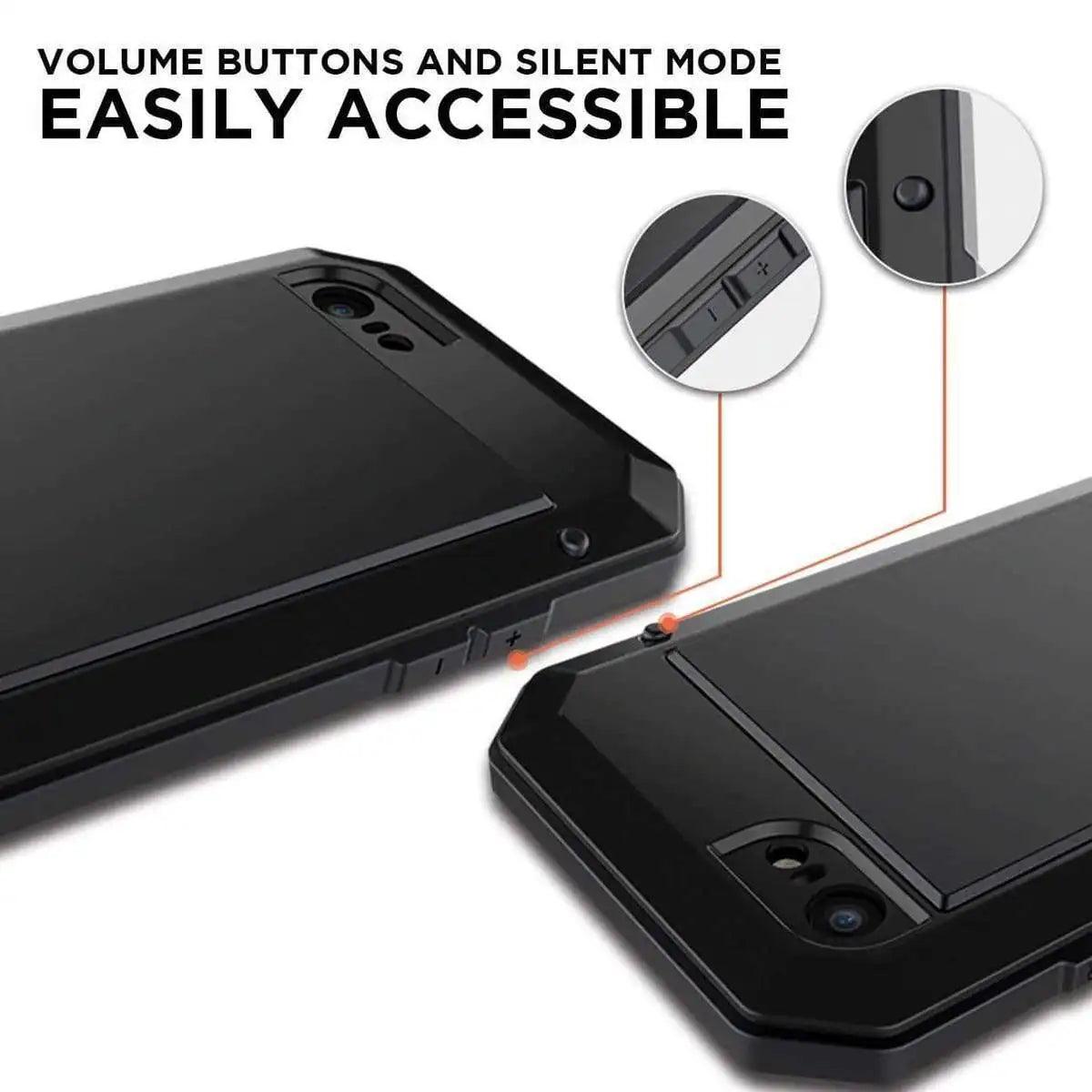 IP54 Waterproof Heavy Duty Metal Case For iPhone 17 Air 16 15 Pro Max 14 Plus 13 12 Mini 11 With Gorilla Glass Cover Fundas