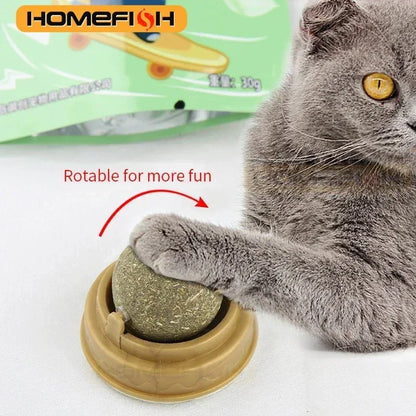 Natural Catnip Cat Wall Stick-on Ball Toy Scratchers Treats Healthy Natural Removes Balls to Promote Digestion Cat Grass Snack - Urbizia