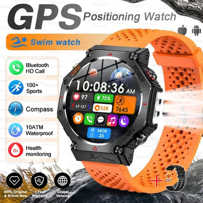 T-Rex 3 Ultra Military Grade GPS Smart Watch 10ATM Waterproof Compass Altimeter Barometric AMOLED Men HD Call Sports Smartwatch - Urbizia