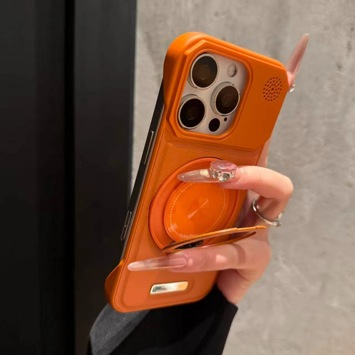 For Magsafe 360 Rotating Bracket Case for iPhone 18 Pro Max 17 16 15 14 13 12 Pro Magnetic Frameless Leather Aromatherapy Cover