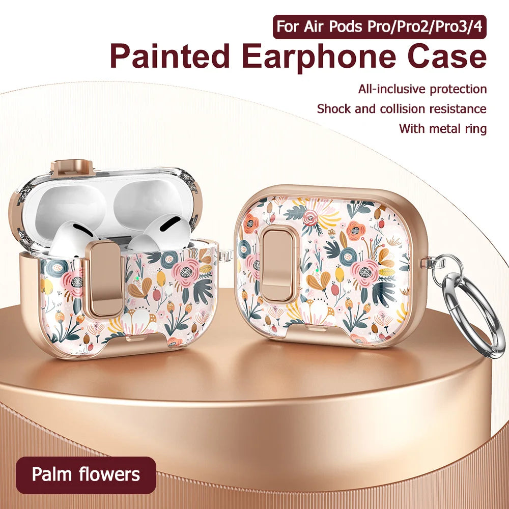 Funda For AirPods Pro 2 3 4 Case With Phone Holder Headphone Cover For AirPods 4 Pro3 Cases Security Lock Earphone Coque Sleeve
