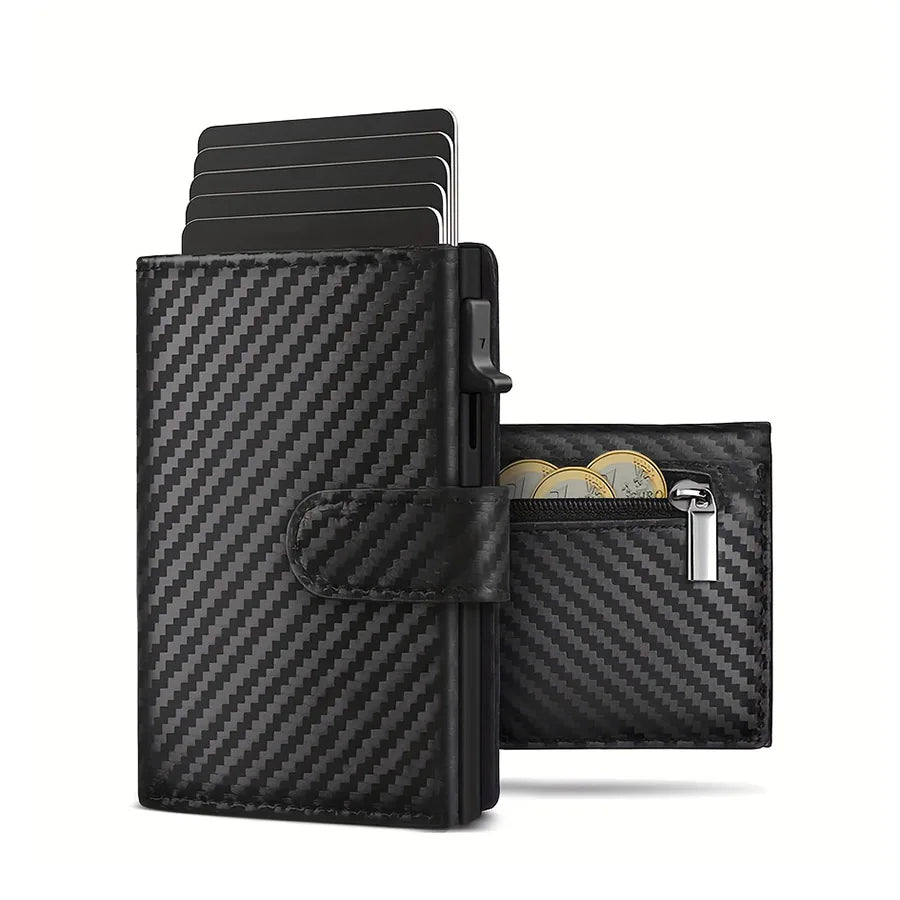Pop Up Wallet with Coin Compartment RFID Protection Credit Card Holder Wallet for men