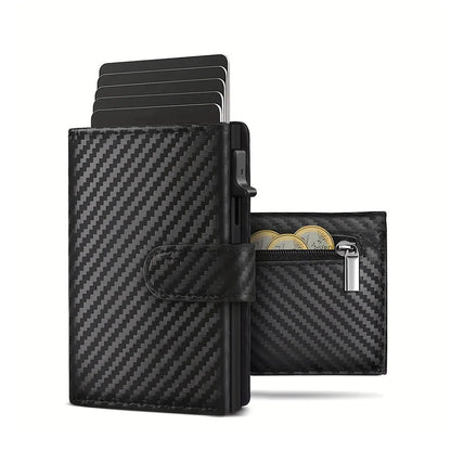 Pop Up Wallet with Coin Compartment RFID Protection Credit Card Holder Wallet for men