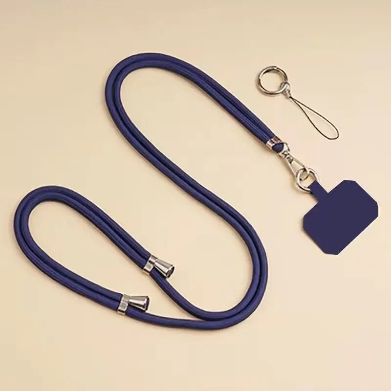 Universal Adjustment Phone Lanyard Solid Color Polyester Necklace Strap Long Hanging Rope With Clip Anti-Lost Crossbody Lanyard