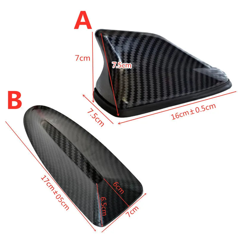 Universal Carbon Fiber Look Car Roof Top Mount Shark Fin Aerial Antenna Toppers Auto Radio AM FM Antenna Signal Amplifier Aerial