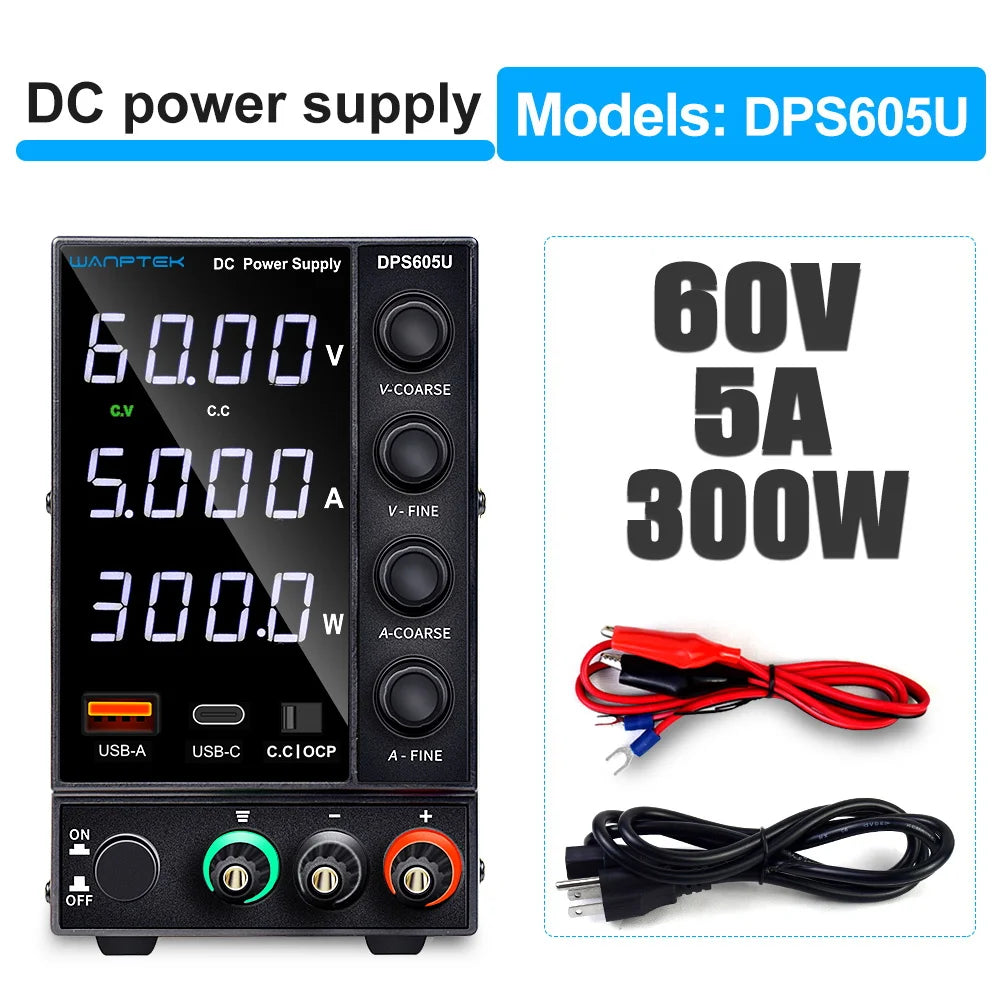 Wanptek Adjustable DC Power Supply 30V 5A 10A 60V 120V 3A Laboratory Bench Power Source Switching Stabilized LCD Power Supply Regulator