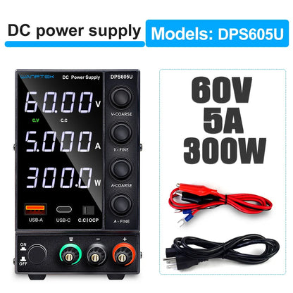 Wanptek Adjustable DC Power Supply 30V 5A 10A 60V 120V 3A Laboratory Bench Power Source Switching Stabilized LCD Power Supply Regulator