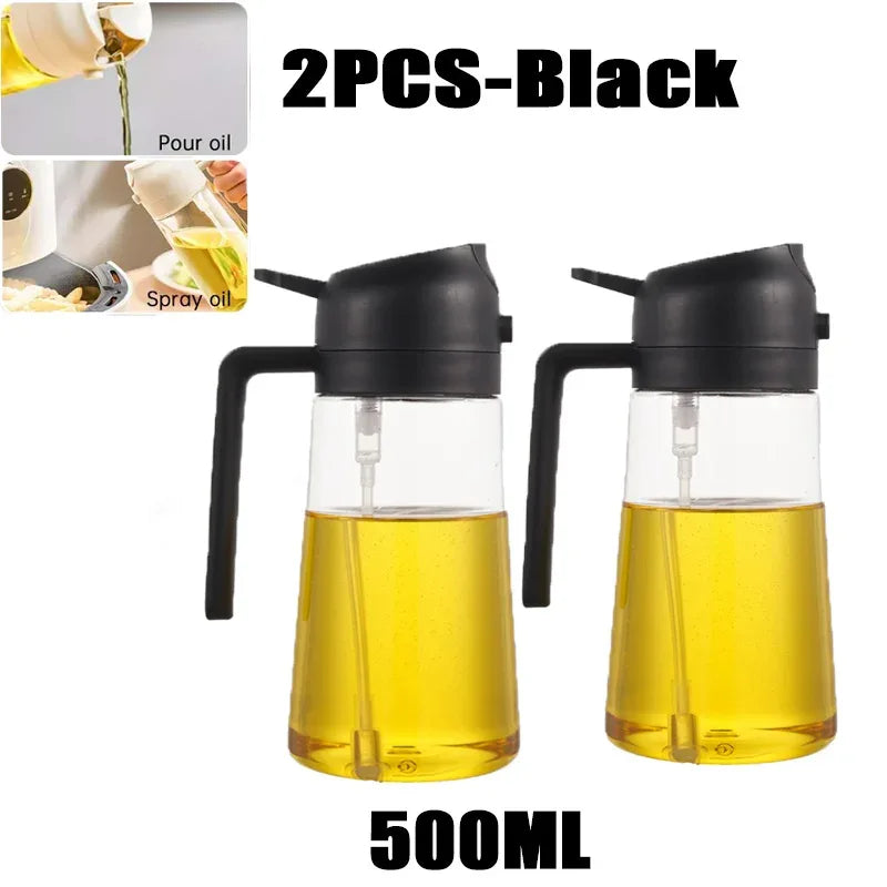 2-in-1 Oil Sprayer Bottle 500ml Cooking Spray Tool